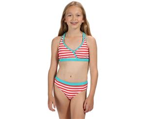 Regatta Girls Hosanna Racer Back Printed Bikini Swim Top - CorlBlshStrp