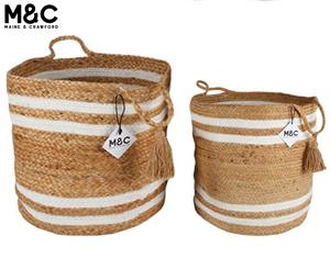 Set of 2 Maine & Crawford Belle Jute Storage Baskets w/ Tassel