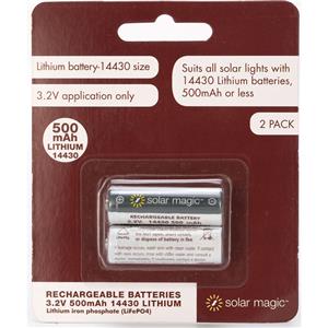 Solar Magic 500mAh Lithium Ion Rechargeable Batteries - 2 Pack