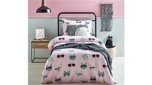 Sophisti Cat Pink Double Quilt Cover Set