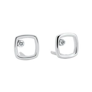 Square Diamond Stud Earrings in 10ct White Gold
