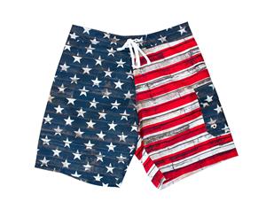 USA Men's Patriotic Faded American Flag Board Shorts
