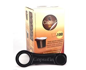 100 Empty Nespresso Compatible Coffee Capsules With Tamper