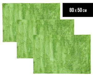 3 x Monroe 80x50cm Super Soft Microfibre Shag Rug - Lime