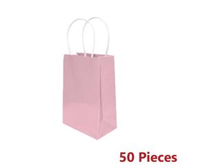 50pcs 220x280x110mm Bulk Craft Paper Gift Carry Bags Medium with Paper Handles - Pink