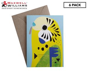 6 x Maxwell & Williams Pete Cromer Greeting Card - Budgerigar