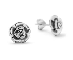 .925 Sterling Silver Rose Studs 7mm-Silver