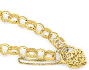 9ct Gold 19cm Solid Polished & Engraved Belcher Bracelet