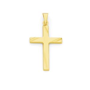 9ct Gold Polished & Satin Cross