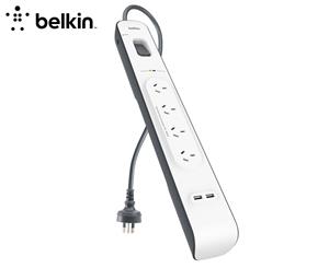 Belkin 4-Outlet Surge Protection Strip w/ 2 USB Ports - White