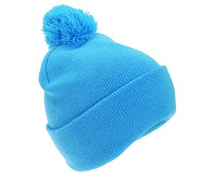 Floso Childrens/Kids Knitted Hi Vis Winter Bobble Hat (Blue) - HA437