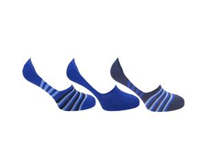 Floso Mens Invisible Trainer Socks (Pack Of 3) (Blue/Black) - MB429