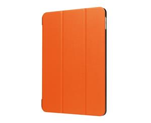 For iPad 20182017 9.7in CaseStylish Karst Textured 3-fold Leather CoverOrange