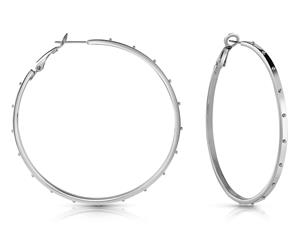 GUESS Hoop Earrings w/ Small Beads - Silver