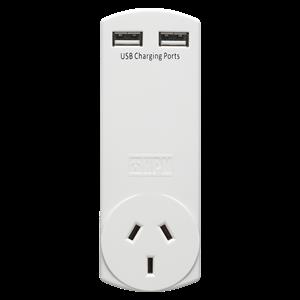 HPM Adaptor with USB Charger 4.2A - White D2USB