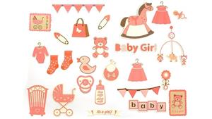 Instax Scrapbook Card Cut-Outs - Baby Girl