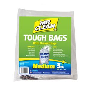 Mr Clean Heavy Duty Tough Garbage Bags with Drawstring - 3 Pack