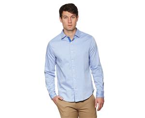Nautica Men's Solid Twill Long Sleeve Shirt - Blue