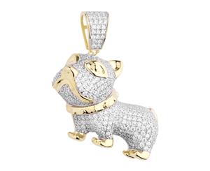 Premium Bling - 925 Sterling Silver 3D Dog Pendant gold - Gold