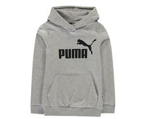 Puma Kids Logo Hoodie Hoody Hooded Top - Grey Long Sleeve Cotton Regular Fit