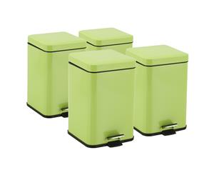 SOGA 4X 12L Foot Pedal Stainless Steel Rubbish Recycling Garbage Waste Trash Bin Square Green