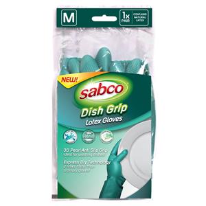 Sabco Dish Grip Latex Gloves 1 Pair Medium