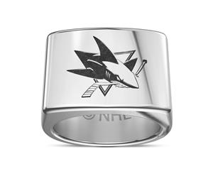 San Jose Sharks Ring For Men In Sterling Silver Design by BIXLER - Sterling Silver