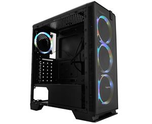 Segotep Halo 7 Plus Mid Tower Case with 4 x 120mm RGB Fans for ATX mATX ITX Front USB 3.0/2.0 & HD Audio VGA length up to 330mm 2 X 3.5inch Ba