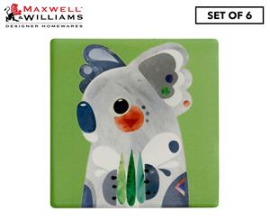 Set of 6 Maxwell & Williams Pete Cromer Ceramic Square Tile Drink Coasters - Koala
