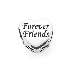Silver Forever Friends Heart Bead