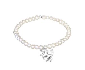 Silver Unicorn Cubic Zirconia and Fresh Water Pearl Bracelet