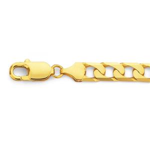Solid 9ct Gold 22cm Bevelled Square Curb Bracelet