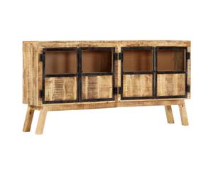Solid Rough Mango Wood Sideboard Brown and Black Storage Wood Cabinet