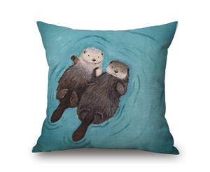 Two hedgehogs on Cotton & linen Pillow Cover W-45 87131