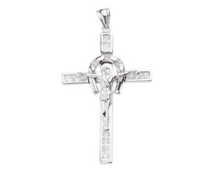 .925 Iced Out Sterling Silver Cross - FELICITY - Silver
