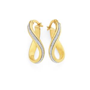 9ct Gold on Silver Stardust Glitter Wave Hoop Earrings