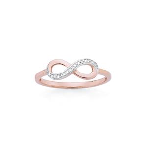 9ct Rose Gold Diamond Infinity Dress Ring