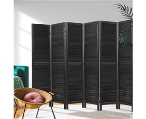 Artiss 6 Panel Room Divider Screen Privacy Wood Dividers Timber Stand Black