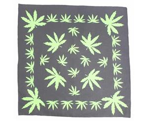 Bandana - Black and Green Hemp Leaf Design Background 100% Cotton 55x55cm