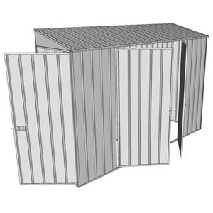 Build-a-Shed 0.8 x 3 x 2m Hinged Door Tunnel Shed with Double Hinged Side Doors - Zinc