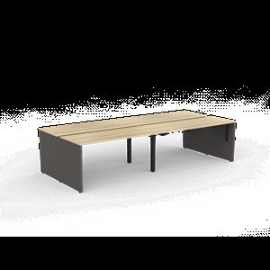 CeVello 1500 x 600mm Oak And Charcoal Four User Double Sided Desk