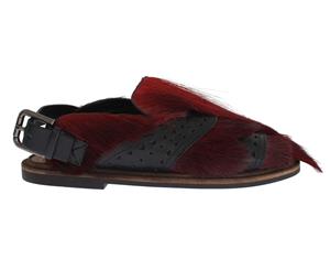 Dolce & Gabbana Bordeaux Gazella Fur Leather Sandal Shoes