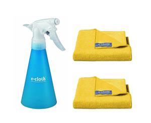 E-Cloth Water Spray Bottle Container w 2pc E-Cloth Bathroom Cloths Towels Yellow