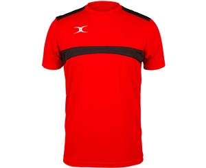 Gilbert Rugby Mens Photon Polyester Breathable T Shirt Tee - Red/ Black