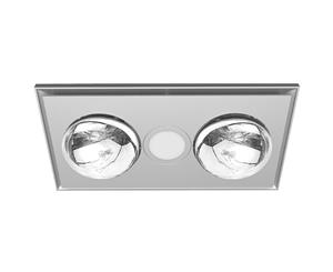 Heller HEF2S 3in1 Ceiling Bathroom Exhaust Fan w/ 2 Heat Globes LED Light Silver