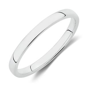 High Domed Wedding Band in 14ct White Gold