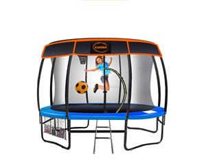 Kahuna Trampoline 12 ft with Basket ball set and Roof-Blue