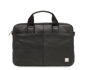 Knomo Stanford Leather 13" Laptop Messenger Briefcase - Black