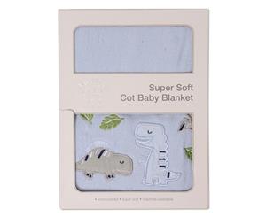 My Baby Super Soft Cot Baby Blanket - Dinotopia Blue