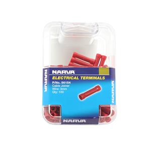 Narva 3mm Red Electrical Terminal Cable Joiner - 100 Pack